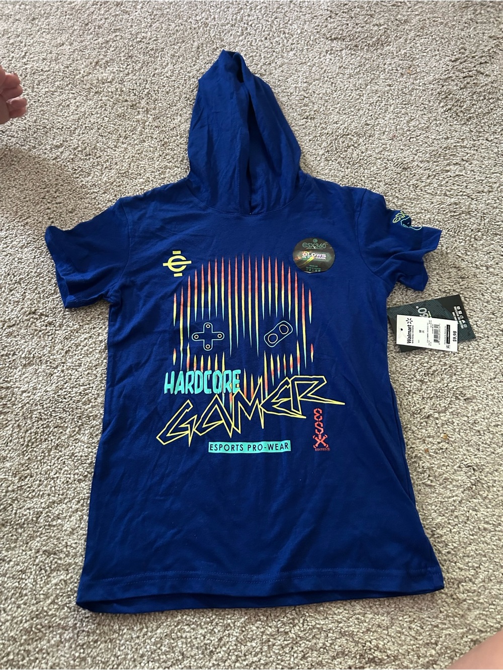 Esports Medium  Pro-Wear Blue Hoodie T-Shirt NWT